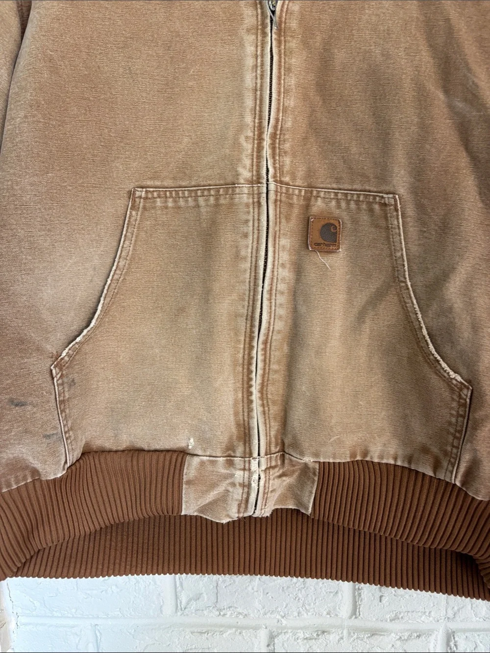 Carhartt J130 Quilted Hooded Canvas Brown Coat Size Extra Large